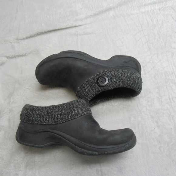 Dansko Womens Clogs 47EU 7US Black Leather Kenzie Slip on Knit Lofaers Shoes - Picture 3 of 14